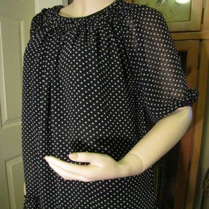Sydney Tyler Black Polk-Dot Top size 6